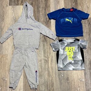 18 Months Champion Gray Hoodie and Joggers with Nike and Puma Tee Set